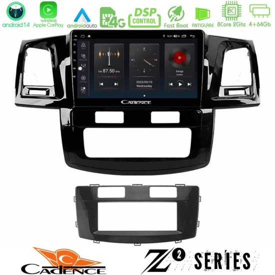 Cadence Z2 Series 8Core Android14 4+64GB  Toyota Hilux 2007-2016 Navigation Multimedia Tablet 9" Με Carplay & Android Auto