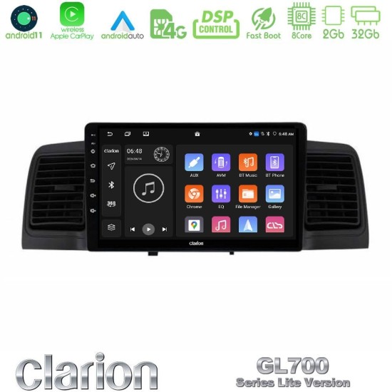 Clarion GL700 Lite Series 8Core Android11 2+32GB Toyota Corolla 2002-2006 Navigation Multimedia Tablet 9" Με Carplay & Android Auto Clarion GL700 Lite Series 8Core Android11 2+32GB Toyota Corolla 2002-2006 Navigation Multimedia Tablet 9" Με Carplay & Android Auto
