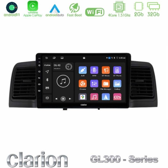 Clarion GL300 Series 4Core Android11 2+32GB Toyota Corolla 2002-2006 Navigation Multimedia Tablet 9" Με Carplay & Android Auto