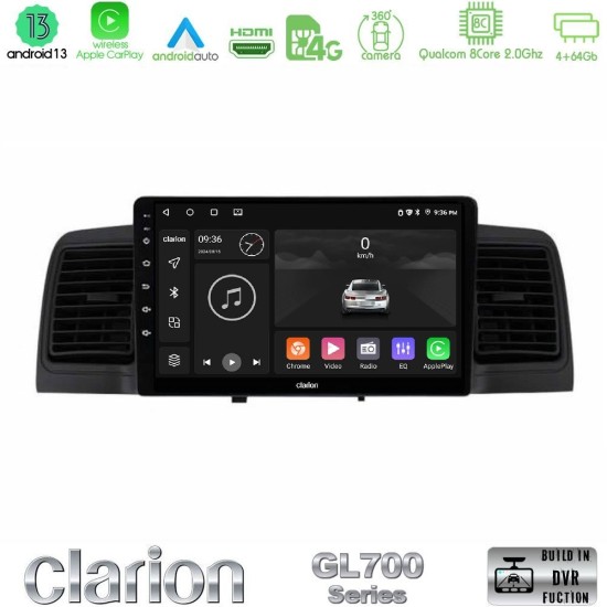 Clarion GL700 Series 8Core Android13 4+64GB Toyota Corolla 2002-2006 Navigation Multimedia Tablet 9" Με Carplay & Android Auto