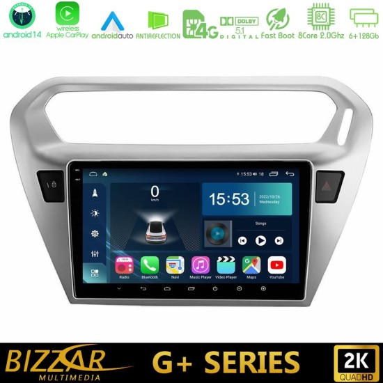 Bizzar G+ Series Citroen C-Elysee / Peugeot 301 8Core Android14 6+128GB Navigation Multimedia Tablet 9"