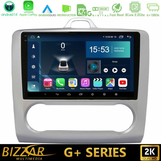 Bizzar G+ Series Ford Focus Auto AC 8core Android14 6+128GB Navigation Multimedia 9"