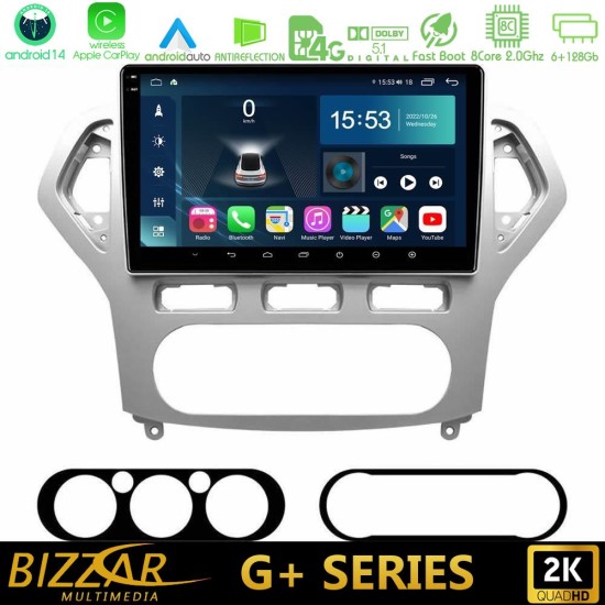 Bizzar G+ Series Ford Mondeo 2007-2010 AUTO A/C 8core Android14 6+128GB Navigation Multimedia Tablet 10"