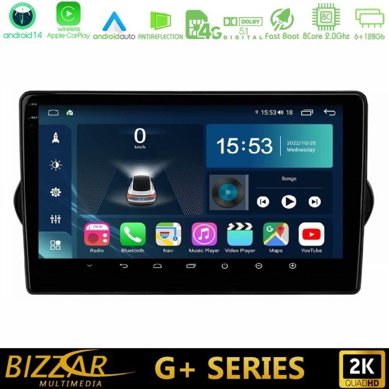 Bizzar G+ Series Fiat Tipo 2015-2022 (Sedan) 8core Android14 6+128GB Navigation Multimedia Tablet 9" Bizzar G+ Series Fiat Tipo 2015-2022 (Sedan) 8core Android14 6+128GB Navigation Multimedia Tablet 9"