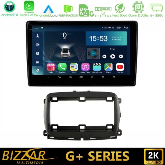 Bizzar G+ Series Fiat 500 2016> 8core Android14 6+128GB Navigation Multimedia Tablet 9"