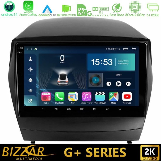 Bizzar G+ Series Hyundai IX35 Auto A/C 8core Android14 6+128GB Navigation Multimedia Tablet 10"