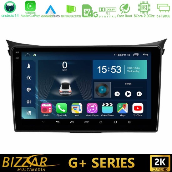 Bizzar G+ Series Hyundai i30 2012-2017 8Core Android14 6+128GB Navigation Multimedia Tablet 9"