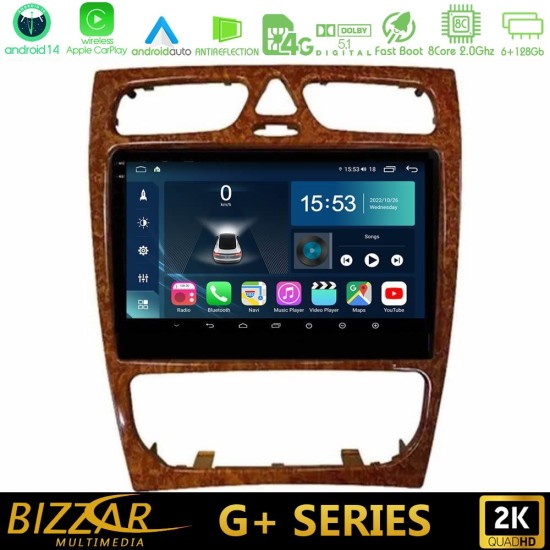 Bizzar G+ Series Mercedes C Class (W203) 8core Android14 6+128GB Navigation Multimedia 9" (Wooden Style) Bizzar G+ Series Mercedes C Class (W203) 8core Android14 6+128GB Navigation Multimedia 9" (Wooden Style)