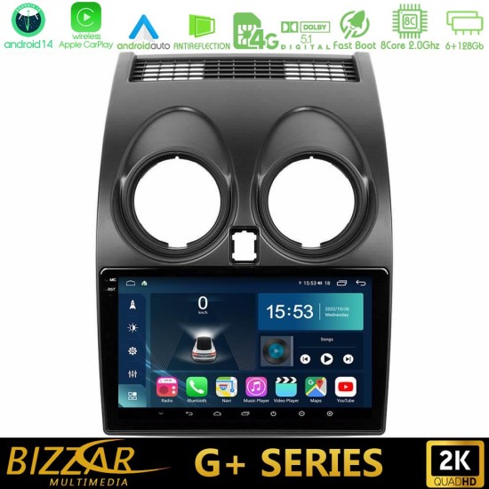 Bizzar G+ Series Nissan Qashqai J10 8core Android14 6+128GB Navigation Multimedia Tablet 9" Bizzar G+ Series Nissan Qashqai J10 8core Android14 6+128GB Navigation Multimedia Tablet 9"