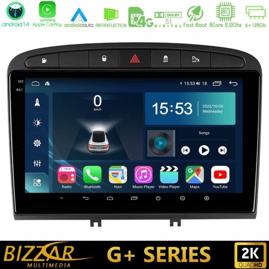 Bizzar G+ Series Peugeot 308/RCZ 8core Android14 6+128GB Navigation Multimedia Tablet 9" Bizzar G+ Series Peugeot 308/RCZ 8core Android14 6+128GB Navigation Multimedia Tablet 9"