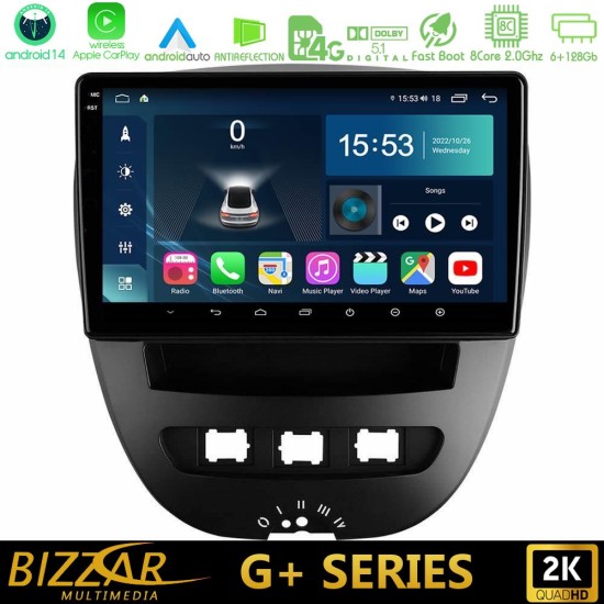 Bizzar G+ Series Toyota Aygo/Citroen C1/Peugeot 107 8core Android14 6+128GB Navigation Multimedia Tablet 10" Bizzar G+ Series Toyota Aygo/Citroen C1/Peugeot 107 8core Android14 6+128GB Navigation Multimedia Tablet 10"