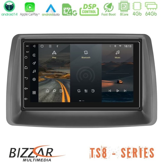 Bizzar Fiat Panda 2003-2012 8core Android14 4+64GB Navigation Multimedia Deckless 7" με Carplay/AndroidAuto (OEM Style)