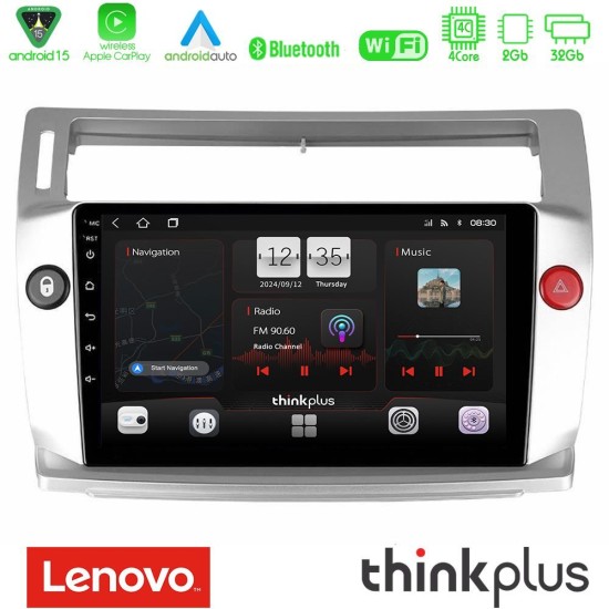 Lenovo Thinkplus Series 4Core Android15 2+32GB  Citroen C4 2004-2010 Navigation Multimedia Tablet 9" Με Carplay & Android Auto