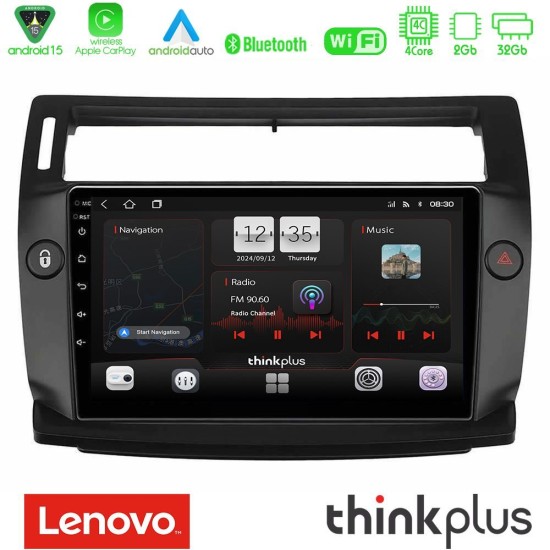Lenovo Thinkplus Series 4Core Android15 2+32GB  Citroen C4 2004-2010 Navigation Multimedia Tablet 9" (μαύρο χρώμα) Με Carplay & Android Auto
