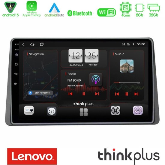 Lenovo Thinkplus Series 4Core Android15 2+32GB  Dacia Duster 2022-> Navigation Multimedia Tablet 9" Με Carplay & Android Auto
