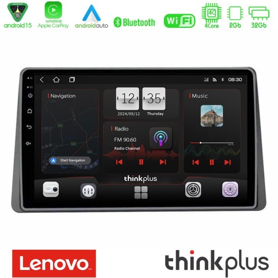 Lenovo Thinkplus Series 4Core Android15 2+32GB  Renault Arkana 2019-> Navigation Multimedia Tablet 10" Με Carplay & Android Auto Με Carplay & Android Auto