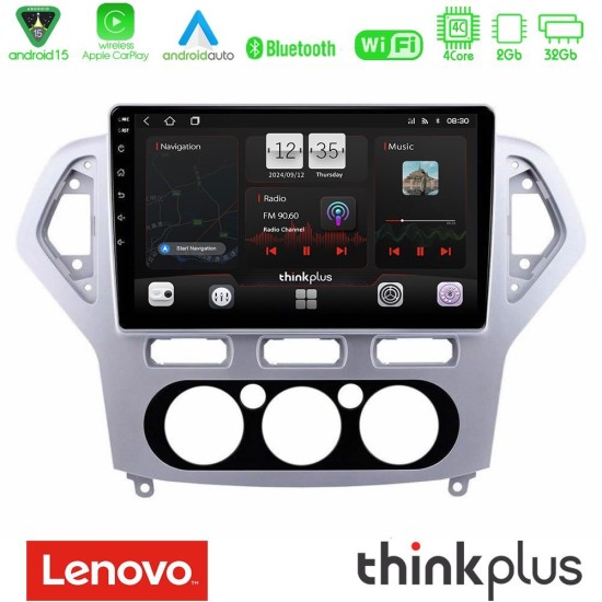 Lenovo Thinkplus Series 4Core Android15 2+32GB  Ford Mondeo 2007-2010 Manual A/C Navigation Multimedia Tablet 10" Με Carplay & Android Auto
