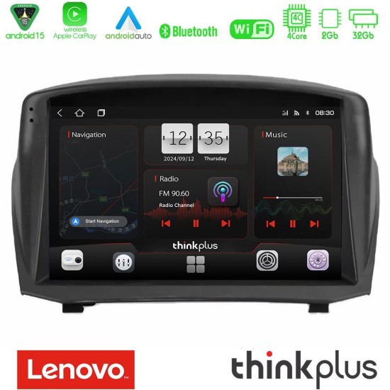 Lenovo Thinkplus Series 4Core Android15 2+32GB  Ford Fiesta 2008-2012 Navigation Multimedia Tablet 9" (Oem Style) Με Carplay & Android Auto