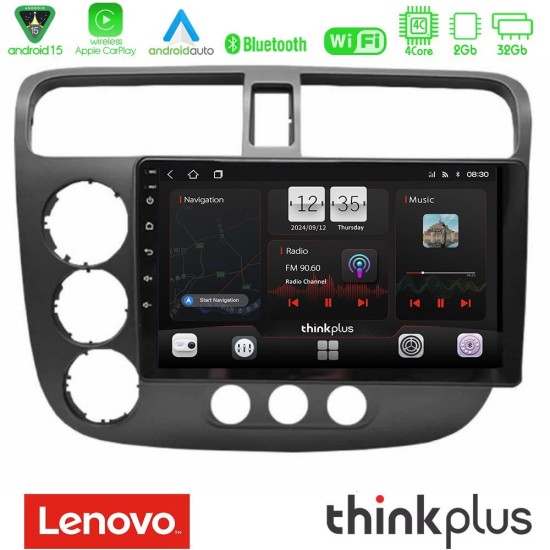 Lenovo Thinkplus Series 4Core Android15 2+32GB  Honda Civic 2001-2005 Navigation Multimedia Tablet 9" Με Carplay & Android Auto