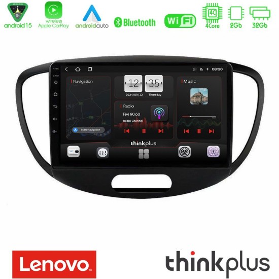 Lenovo Thinkplus Series 4Core Android15 2+32GB  Hyundai i10 2008-2014 Navigation Multimedia Tablet 9" Με Carplay & Android Auto