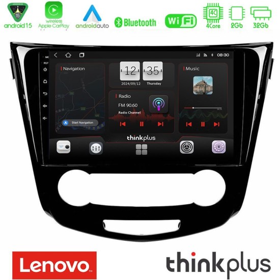 Lenovo Thinkplus Series 4Core Android15 2+32GB  Nissan Qashqai J11 (Manual A/C) Navigation Multimedia Tablet 10" Με Carplay & Android Auto