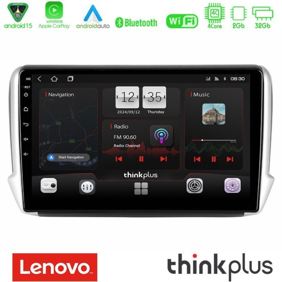 Lenovo Thinkplus Series 4Core Android15 2+32GB  Peugeot 208/2008 Navigation Multimedia Tablet 10" Με Carplay & Android Auto