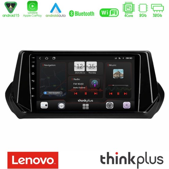 Lenovo Thinkplus Series 4Core Android15 2+32GB Peugeot 208 2019-2023 Navigation Multimedia Tablet 9" Με Carplay & Android Auto Lenovo Thinkplus Series 4Core Android15 2+32GB Peugeot 208 2019-2023 Navigation Multimedia Tablet 9" Με Carplay & Android Auto