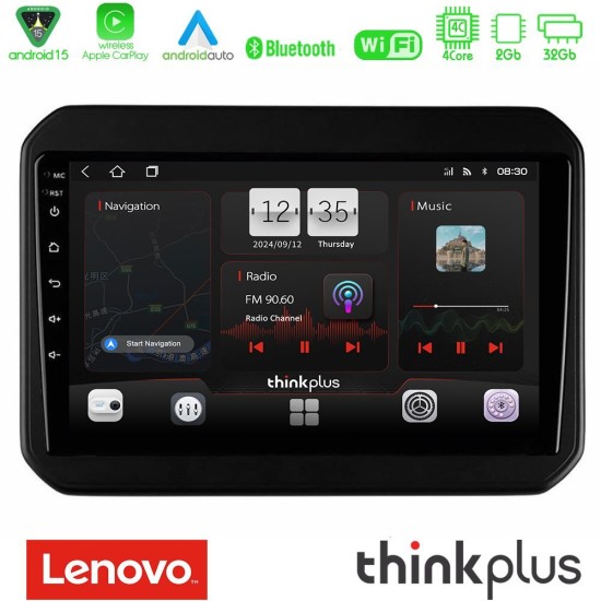 Lenovo Thinkplus Series 4Core Android15 2+32GB  Suzuki Ignis Navigation Multimedia Tablet 9" Με Carplay & Android Auto