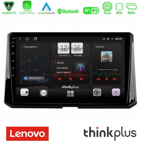 Lenovo Thinkplus Series 4Core Android15 2+32GB  Toyota Corolla 2019-2022 Navigation Multimedia Tablet 10" Με Carplay & Android Auto