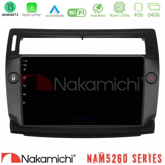 Nakamichi NAM5260 Series 4Core Android13 4+64GB Citroen C4 2004-2010 Navigation Multimedia Tablet 9" (μαύρο χρώμα) Με Carplay & Android Auto Nakamichi NAM5260 Series 4Core Android13 4+64GB Citroen C4 2004-2010 Navigation Multimedia Tablet 9" (μαύρο χρώμα) Με Carplay & Android Auto
