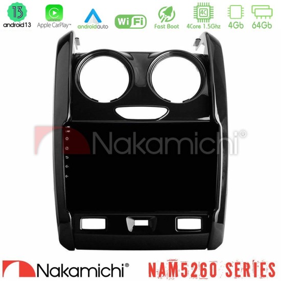 Nakamichi NAM5260 Series 4Core Android13 4+64GB Dacia Duster 2014-2018 Navigation Multimedia Tablet 9" Με Carplay & Android Auto Nakamichi NAM5260 Series 4Core Android13 4+64GB Dacia Duster 2014-2018 Navigation Multimedia Tablet 9" Με Carplay & Android Auto