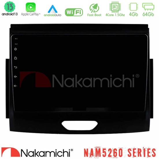 Nakamichi NAM5260 Series 4Core Android13 4+64GB Ford Ranger 2017-2022 Navigation Multimedia Tablet 9" Με Carplay & Android Auto Nakamichi NAM5260 Series 4Core Android13 4+64GB Ford Ranger 2017-2022 Navigation Multimedia Tablet 9" Με Carplay & Android Auto
