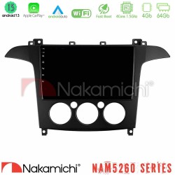 Nakamichi NAM5260 Series 4Core Android13 4+64GB Ford S-Max 2006-2008 (manual A/C) Navigation Multimedia Tablet 9" Με Carplay & Android Auto Nakamichi NAM5260 Series 4Core Android13 4+64GB Ford S-Max 2006-2008 (manual A/C) Navigation Multimedia Tablet 9" Με Carplay & Android Auto