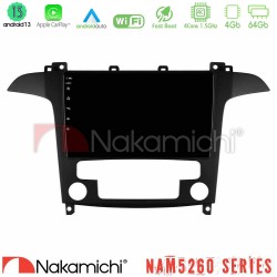 Nakamichi NAM5260 Series 4Core Android13 4+64GB Ford S-Max 2006-2012 Navigation Multimedia Tablet 9" Με Carplay & Android Auto Nakamichi NAM5260 Series 4Core Android13 4+64GB Ford S-Max 2006-2012 Navigation Multimedia Tablet 9" Με Carplay & Android Auto