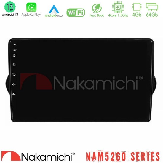 Nakamichi NAM5260 Series 4Core Android13 4+64GB Fiat Tipo 2015-2022 (Hatchback) Navigation Multimedia Tablet 9" Με Carplay & Android Auto