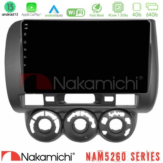 Nakamichi NAM5260 Series 4Core Android13 4+64GB Honda Jazz 2002-2008 (Manual A/C) Navigation Multimedia Tablet 9" Με Carplay & Android Auto Nakamichi NAM5260 Series 4Core Android13 4+64GB Honda Jazz 2002-2008 (Manual A/C) Navigation Multimedia Tablet 9" Με Carplay & Android Auto
