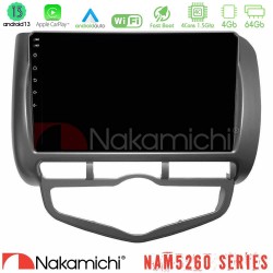 Nakamichi NAM5260 Series 4Core Android13 4+64GB Honda Jazz 2002-2008 (Auto A/C) Navigation Multimedia Tablet 9" Με Carplay & Android Auto