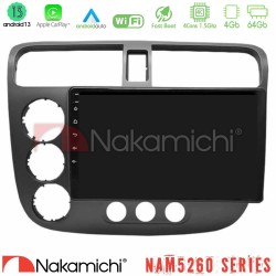 Nakamichi NAM5260 Series 4Core Android13 4+64GB Honda Civic 2001-2005 Navigation Multimedia Tablet 9" Με Carplay & Android Auto