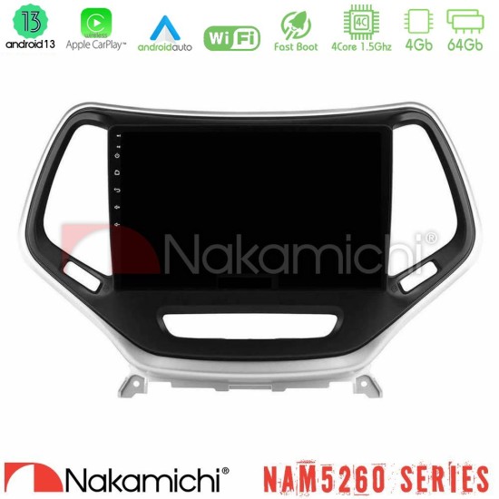 Nakamichi NAM5260 Series 4Core Android13 4+64GB Jeep Cherokee 2014-2019 Navigation Multimedia Tablet 9" (Ασημί Χρώμα) Με Carplay & Android Auto Nakamichi NAM5260 Series 4Core Android13 4+64GB Jeep Cherokee 2014-2019 Navigation Multimedia Tablet 9" (Ασημί Χρώμα) Με Carplay & Android Auto