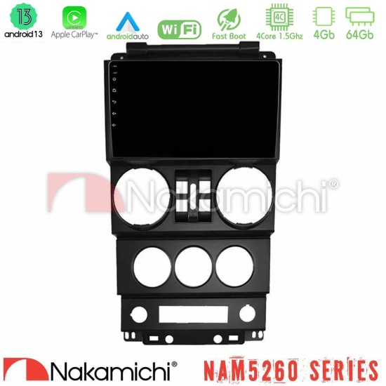 Nakamichi NAM5260 Series 4Core Android13 4+64GB Jeep Wrangler 2008-2010 Navigation Multimedia Tablet 9" Με Carplay & Android Auto Nakamichi NAM5260 Series 4Core Android13 4+64GB Jeep Wrangler 2008-2010 Navigation Multimedia Tablet 9" Με Carplay & Android Auto