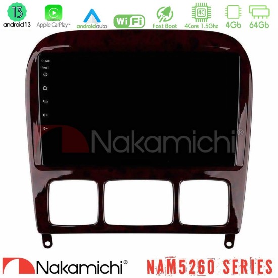 Nakamichi NAM5260 Series 4Core Android13 4+64GB Mercedes S Class 1999-2004 (W220) Navigation Multimedia Tablet 9" Με Carplay & Android Auto