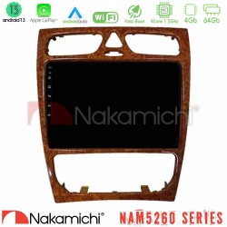 Nakamichi NAM5260 Series 4Core Android13 4+64GB Mercedes C Class (W203) Navigation Multimedia Tablet 9" (Wooden Style) Με Carplay & Android Auto