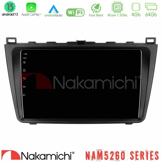 Nakamichi NAM5260 Series 4Core Android13 4+64GB Mazda 6 2008-2012 Navigation Multimedia Tablet 9" Με Carplay & Android Auto