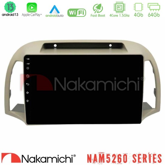 Nakamichi NAM5260 Series 4Core Android13 4+64GB Nissan Micra K12 2002-2010 Navigation Multimedia Tablet 9" Με Carplay & Android Auto