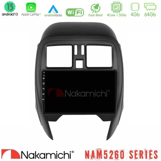 Nakamichi NAM5260 Series 4Core Android13 4+64GB Nissan Micra 2013-2016 Navigation Multimedia Tablet 9" Με Carplay & Android Auto Nakamichi NAM5260 Series 4Core Android13 4+64GB Nissan Micra 2013-2016 Navigation Multimedia Tablet 9" Με Carplay & Android Auto