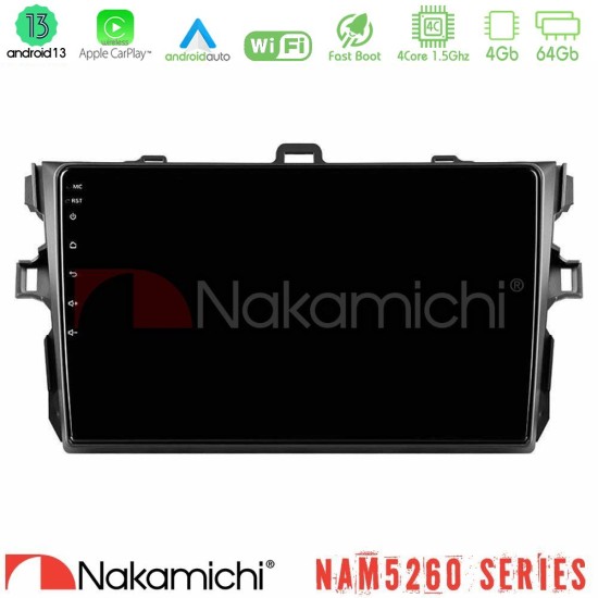 Nakamichi NAM5260 Series 4Core Android13 4+64GB Toyota Corolla 2007-2012 Navigation Multimedia Tablet 9" Με Carplay & Android Auto Nakamichi NAM5260 Series 4Core Android13 4+64GB Toyota Corolla 2007-2012 Navigation Multimedia Tablet 9" Με Carplay & Android Auto