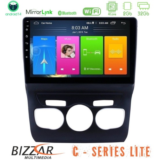 Bizzar C Series Lite 4Core Android14 2+32GB  Citroen C4L Navigation Multimedia Tablet 10"
