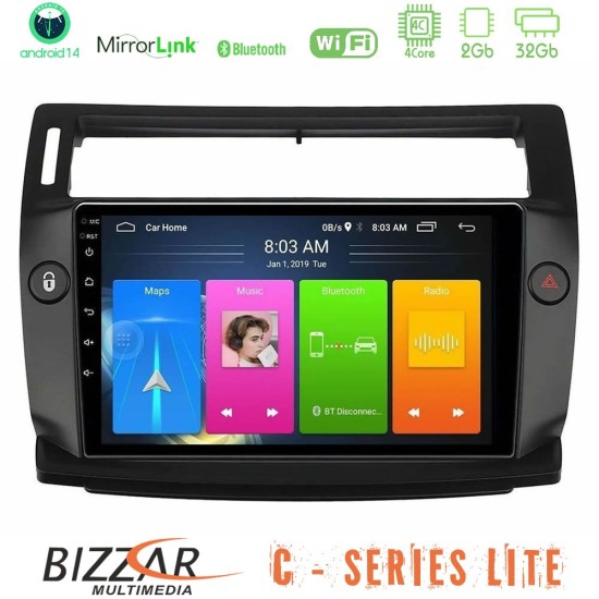 Bizzar C Series Lite 4Core Android14 2+32GB Citroen C4 2004-2010 Navigation Multimedia Tablet 9" (μαύρο χρώμα) Bizzar C Series Lite 4Core Android14 2+32GB Citroen C4 2004-2010 Navigation Multimedia Tablet 9" (μαύρο χρώμα)
