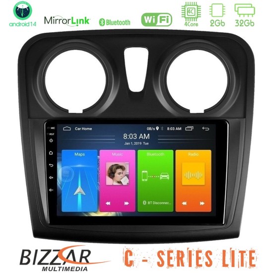 Bizzar C Series Lite 4Core Android14 2+32GB     Dacia Dokker 2014-2021 Navigation Multimedia Tablet 9"