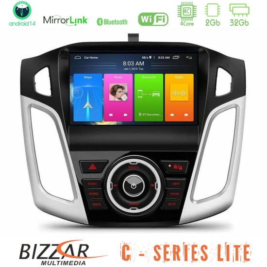 Bizzar C Series Lite 4Core Android14 2+32GB Ford Focus 2012-2018 Navigation Multimedia Tablet 9"